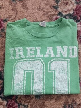 Delta Pro weight Tee Shirt Short Sleeve Crew Neck Ireland Graphic Green White M